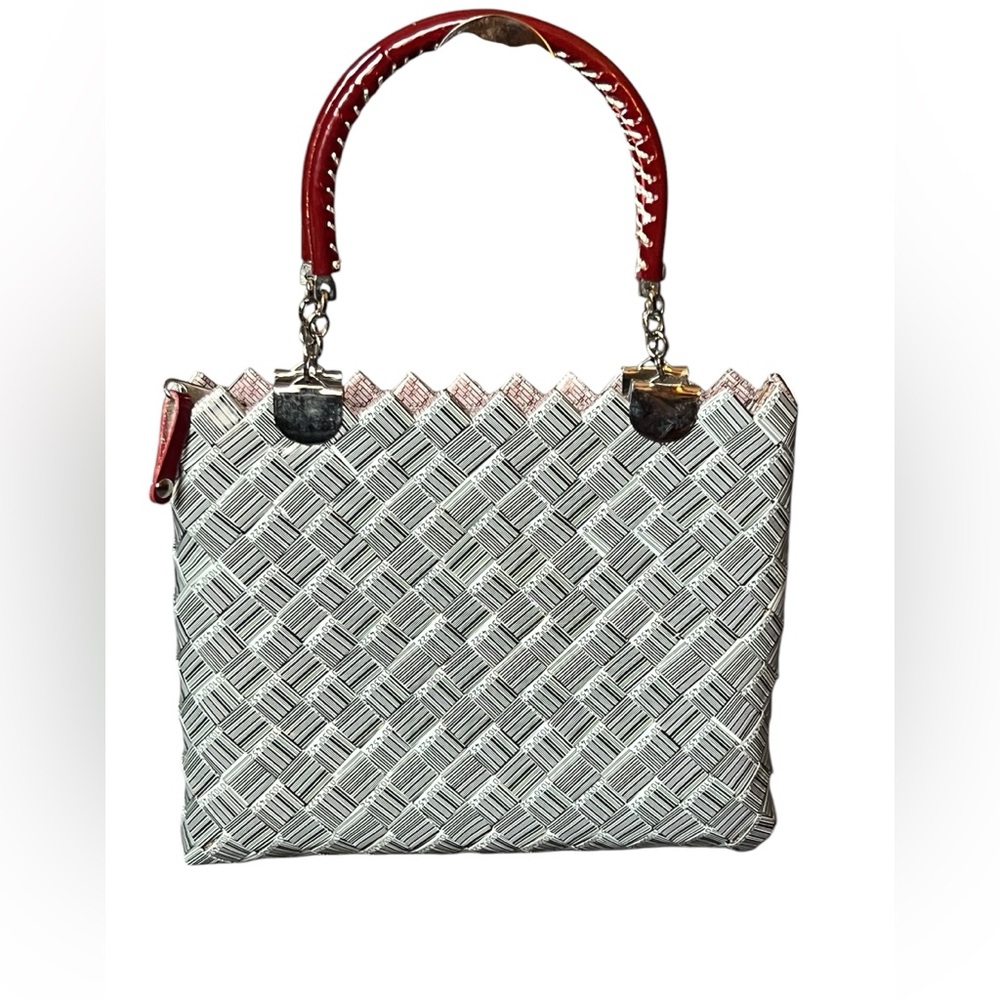 Nahui Olin Bar Code Wrapper Bag With Red Handles - image 1